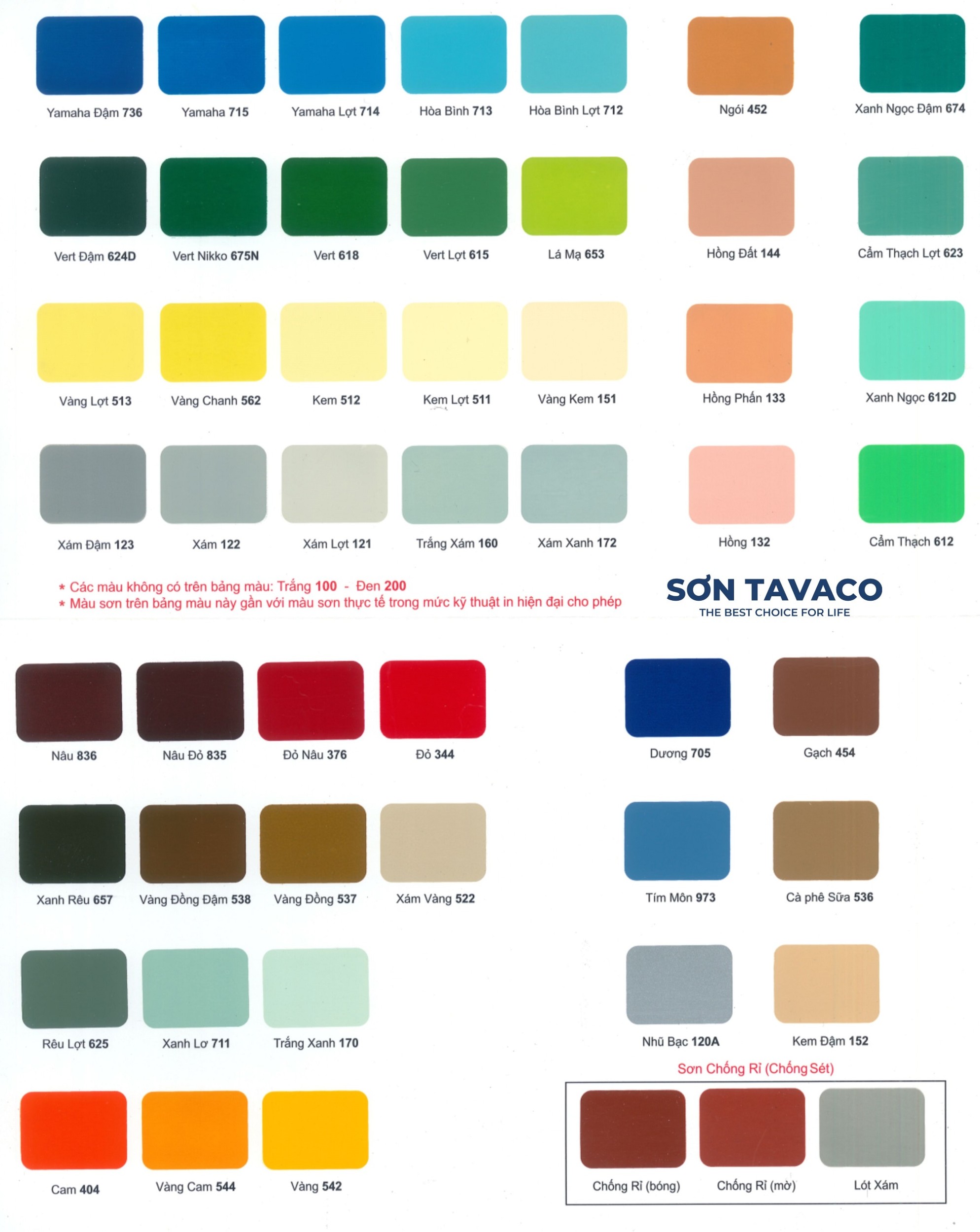 bang mau son dau bach tuyet