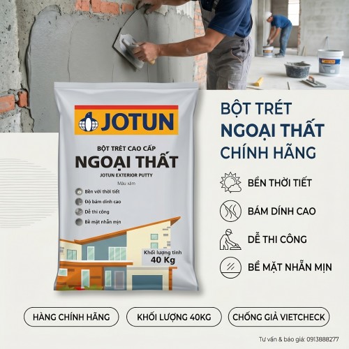 Bột Trét Tường Jotun Màu Xám Bao 40kg