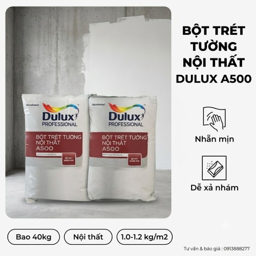 Bột Trét Tường Nội Thất Dulux Professional A500 Bao 40kg