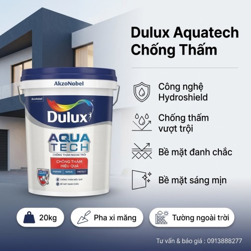 Sơn Chống Thấm Dulux Pha Xi Măng Aquatech C8033 20kg