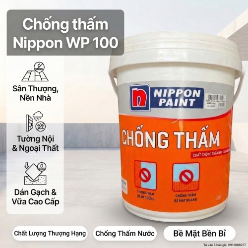 Sơn Chống Thấm Nippon Wp100 Pha Xi Măng 20kg