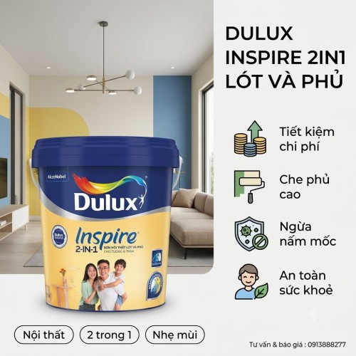 Sơn Dulux Inspire 2IN1 Lót và Phủ Trong Nhà Thùng 15L