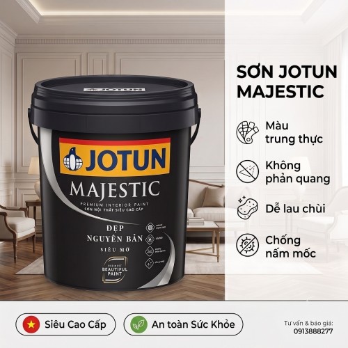 Sơn Jotun Trong Nhà Majestic Đẹp Nguyên Bản Siêu Mờ 15L