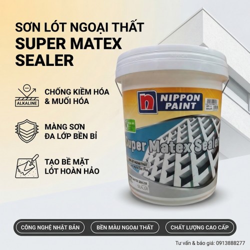 Sơn Lót Ngoài Trời Nippon Super Matex Sealer Chống Kiềm 17L