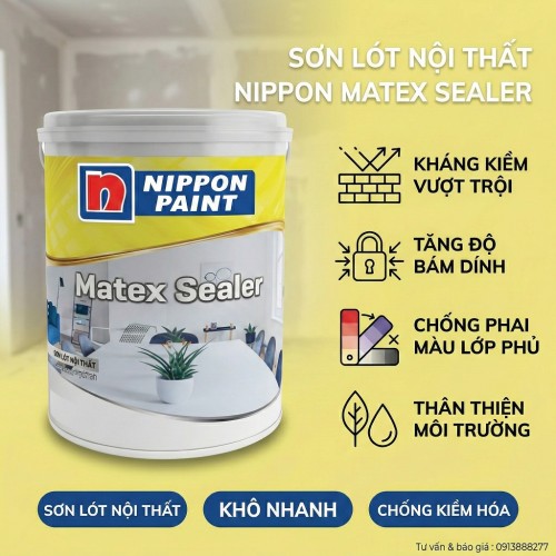 Sơn Lót Nippon trong Nhà Matex Sealer Chống Kiềm 18L