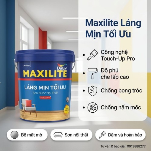 Sơn Maxilite Trong Nhà Láng Mịn Tối Ưu Mờ M16 Thùng 15L