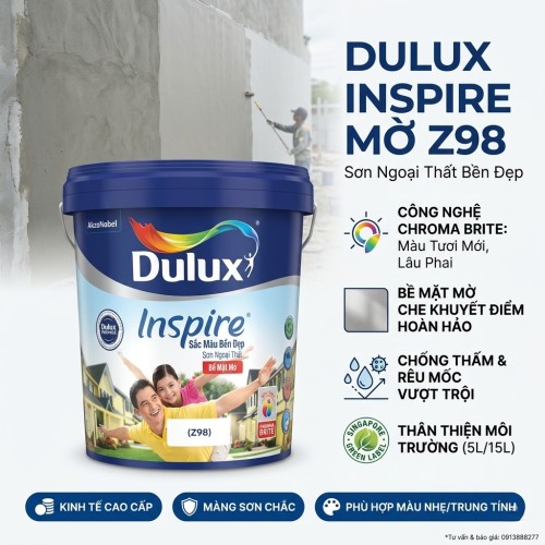 Sơn Ngoài Trời Dulux Inspire Z98 Mờ Thùng 15L