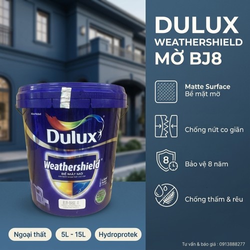 Sơn Ngoài Trời Dulux WeatherShield BJ8 Mờ Thùng 15L thumb