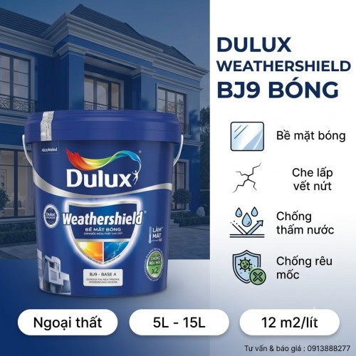 Sơn Ngoài Trời Dulux WeatherShield BJ9 Bóng 15L