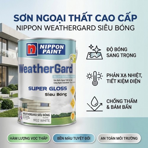 Sơn Nippon Ngoài Trời WeatherGard Super Gloss Siêu Bóng 5L