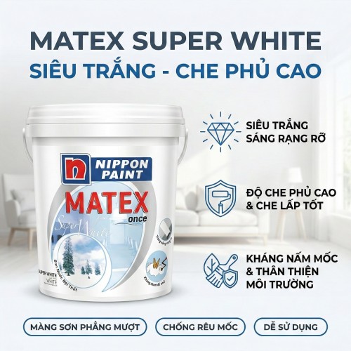 Sơn Nippon Trong Nhà Matex Trắng Supper White 18L