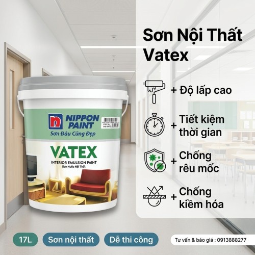 Sơn Nippon Vatex Trong Nhà Giá Rẻ 17L