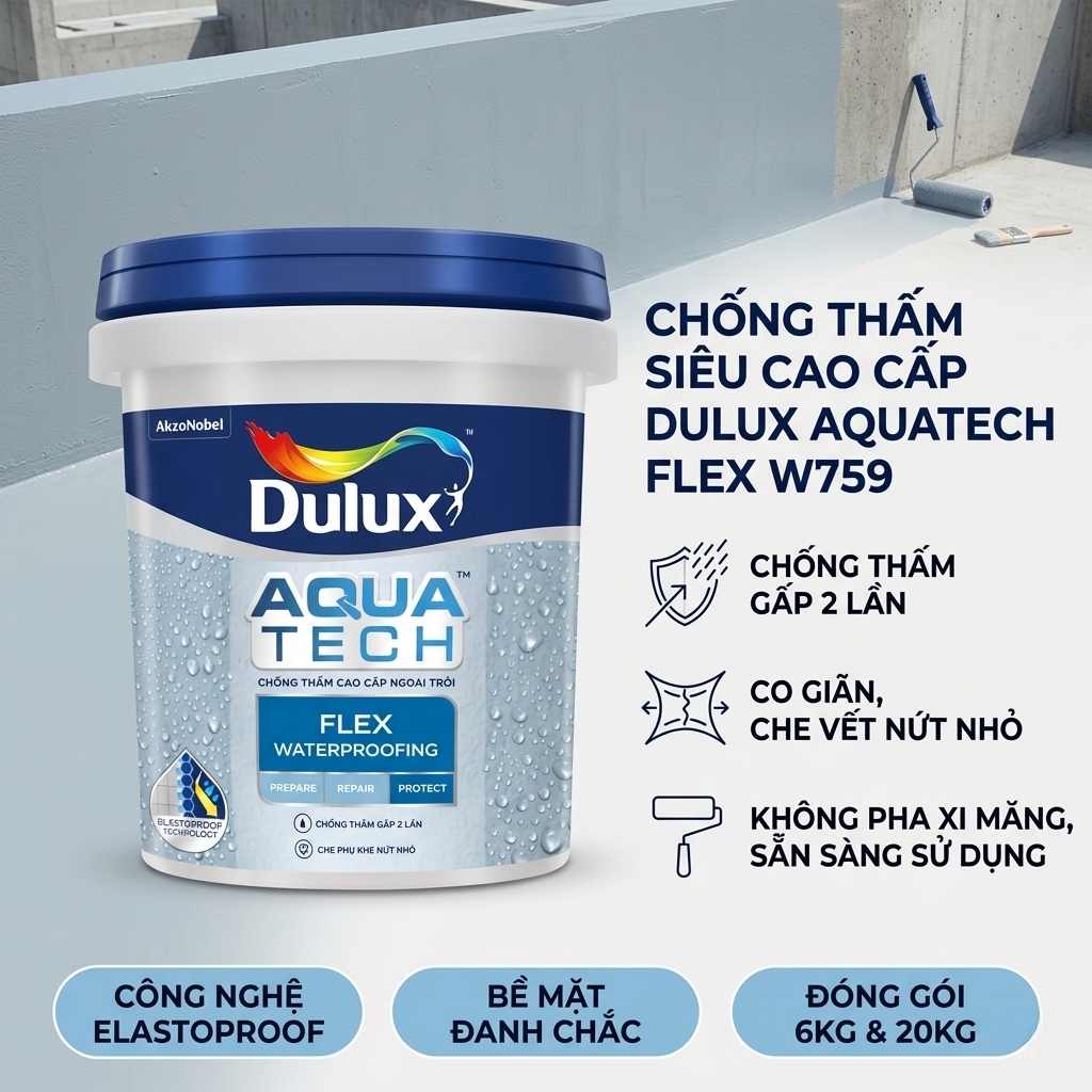 Sơn Chống Thấm Tường Dulux Aquatech Flex W759 20kg