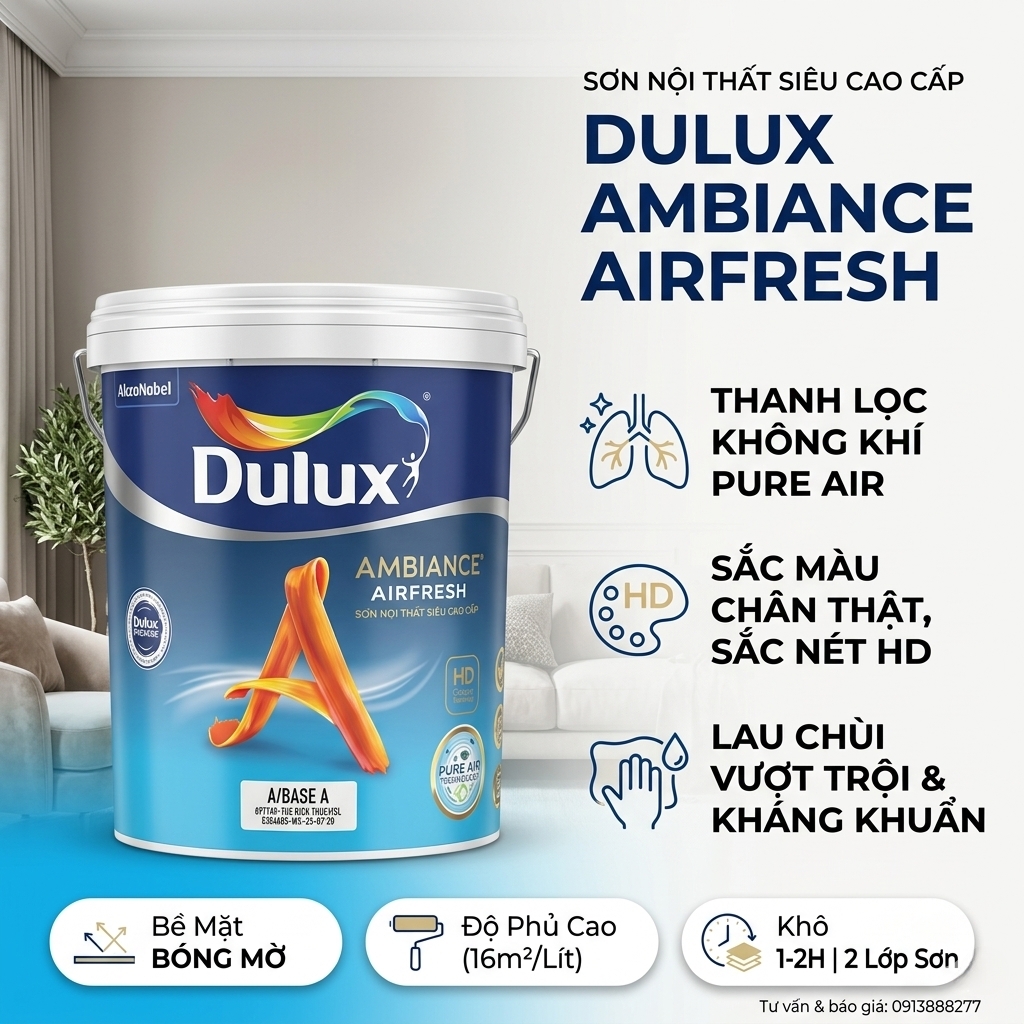 Sơn Dulux Trong Nhà Ambiance AirFresh 68A Lọc Không Khí 15L