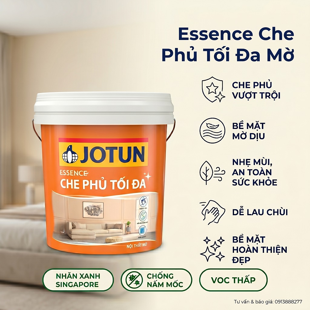 Sơn Jotun Trong Nhà Essence Che Phủ Tối Đa Mờ 15L