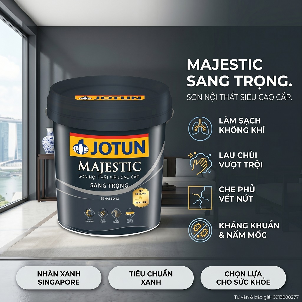 Sơn Jotun Trong Nhà Majestic Sang Trọng Bóng 15L