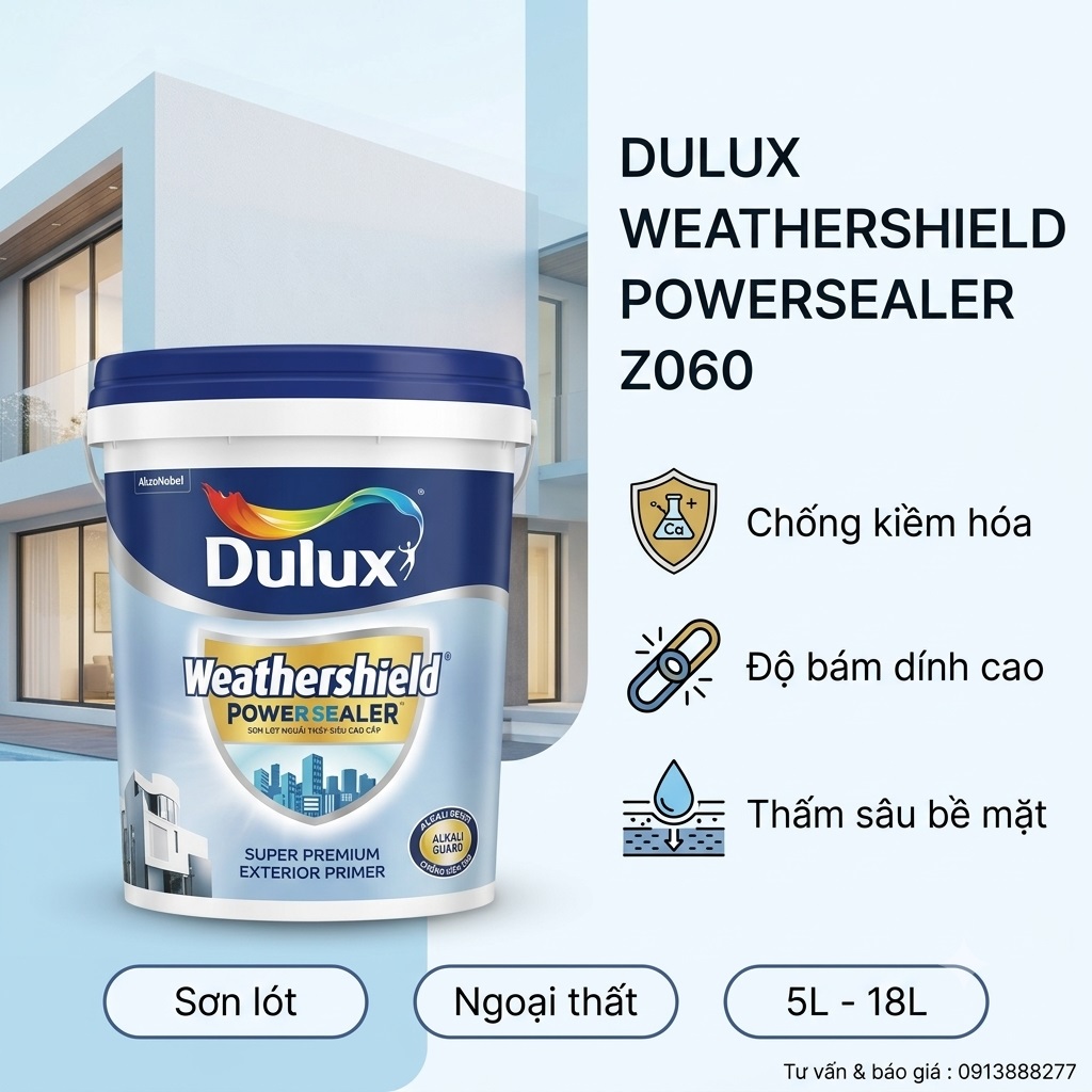 Sơn Lót Ngoài Trời Dulux Weathershield Powersealer Z060 18L