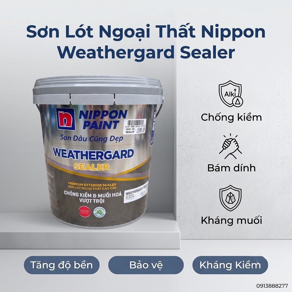 Sơn Lót Ngoài Trời Nippon WeatherGard Sealer Chống Kiềm 15L