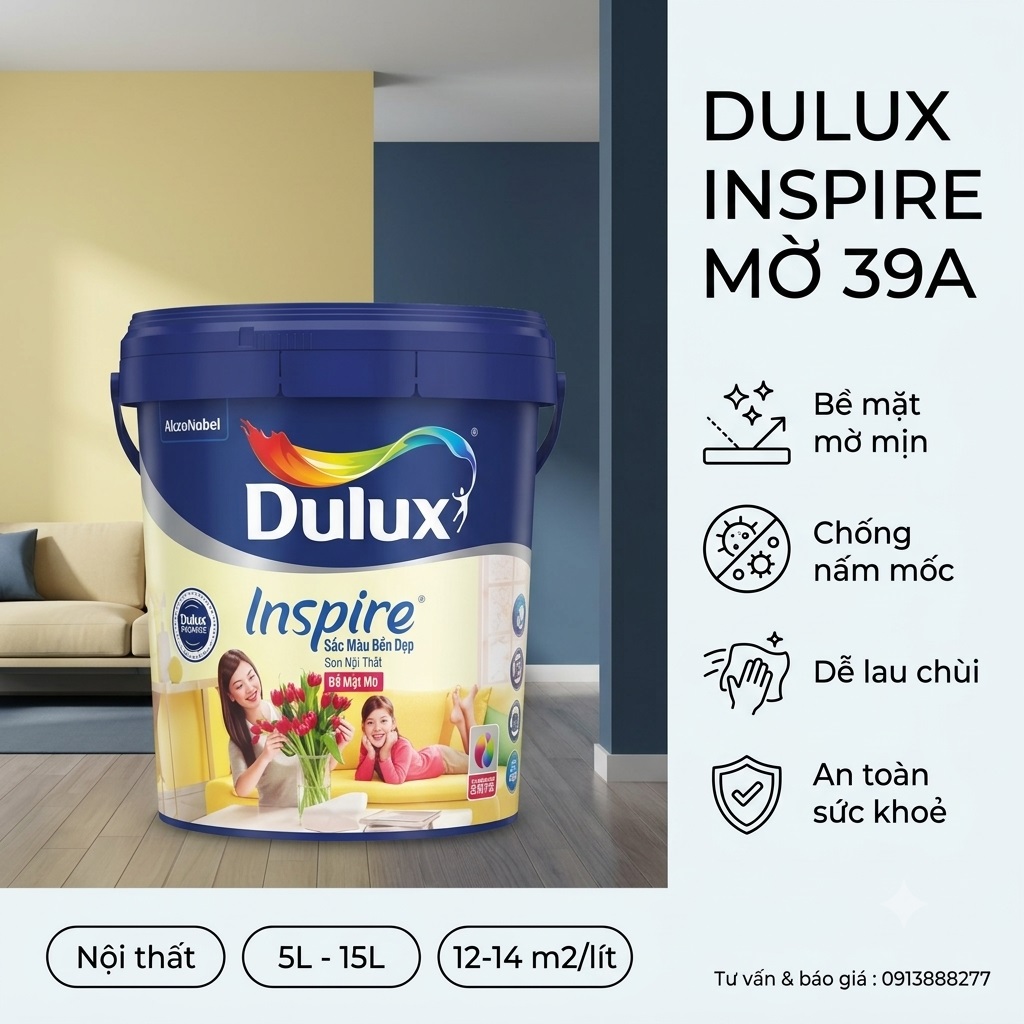 Sơn Dulux Trong Nhà Inspire 39A Màng Sơn Mờ 15L