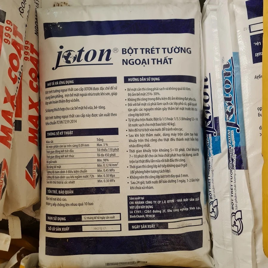 Bột trét tường Joton Nội Ngoại Thất 40kg 2 bot tret joton ngoai troi